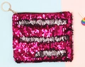 Make-up tasje met omkeerbare pailletten in magenta en zilver met gouden ring rits - Rozerood + Zilver