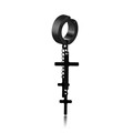 Clip per orecchio punk nero in acciaio al titanio con tre pendenti a croce e catene - Clip per Orecchie Grande (Senza Buco) / Nero
