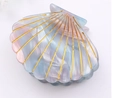 Elegant gradient pink and blue shell hair claw with golden lines for women - Blue