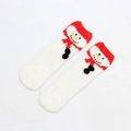 Plush Christmas snowman coral fleece socks in festive red and white colors - Snowman with Red Scarf