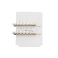 Set di fermagli per capelli in metallo dorato con perle bianche su scheda di presentazione - Perle Tonde Curve