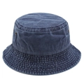 Detail view of washed navy cotton bucket hat showing vintage texture and metal eyelets - M (56-58cm) / Navy Blue