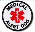 Round Medical Alert Dog embroidered patch with black and red life star medical symbol - Medical Alert Dog(21)