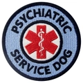 Round Psychiatric Service Dog embroidered patch with blue background and Star of Life symbol - Psychiatric Service Dog(18)