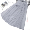 Light grey pearl chiffon long scarf with rhinestones for elegant sun protection - Light Gray