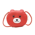 Sac bandoulière enfant en similicuir rouge en forme d'ours avec sangle tissée souple - Style Ours / Rouge