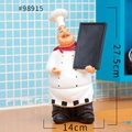 Vintage chef figurine with chalkboard, rustic kitchen decor, 27.5cm height - B36-98915 Chef Message Chalkboard Ornament