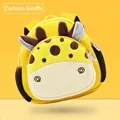 Cartoon giraffe toddler backpack in bright yellow diving fabric with 3D ears and side mesh - Neoprene Giraffe