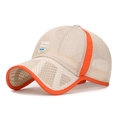 Kids breathable mesh baseball cap in beige and orange with sport fashion patch - Adjustable for Kids / Light Beige