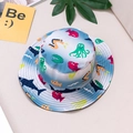 Cappello da pescatore per bambini in cotone con motivi marini e polpi blu - Colorato Mondo Marino (Blu Sfumato)