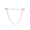 Spilla da colletto argento per uomo con asta minimalista e catena a maglie decorativa - Stile H - Con catena / Argento