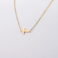 Elegante gouden horizontale kruis hanger ketting met minimalistische ketting - Goud