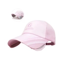Pink baseball cap with retractable sun visor and breathable mesh panels for sun protection - Adjustable / Pink