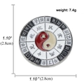 Traditional Yin Yang Bagua enamel pin in silver finish with red and white fish - Red White Round Yin Yang-A00101