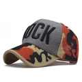 Cappellino da baseball in cotone vintage con ricamo ROCK 3D nero sul pannello - Grigio e Arancione Camo Patchwork