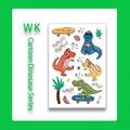 Foglio di tatuaggi temporanei impermeabili con dinosauri colorati e motivi musicali - Dinosauro Amante della Musica (WK-179)
