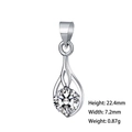 Silver geometric heart necklace with cubic zirconia pendant in 22.4mm x 7.2mm size - 10 (Pendant Only - No Chain)
