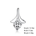 Silver geometric heart necklace featuring a round white zircon stone in a floral bud setting - 27 (Pendant Only - No Chain)