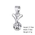 Silver geometric necklace with large round-cut clear zircon pendant and V-shaped bail - 15 (Pendant Only - No Chain)