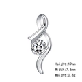 Silver twisted S-shape necklace with round heart zircon pendant, 19mm x 7.6mm dimensions - 30 (Pendant Only - No Chain)