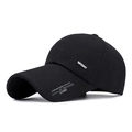 Berretto da baseball classico in cotone nero con visiera lunga e ricamo SPORT in 3D - Regolabile / Nero