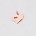 Polished rose gold double heart stainless steel pendant with small cutout and jump ring - 13mmx16mm / Rose Gold