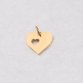 Detailed close-up of a polished gold-plated stainless steel double heart pendant for jewelry - 13mmx16mm / Gold