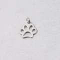 Macro detail of silver stainless steel hollow dog paw pendant with 0.8x5mm jump ring - Silver/Steel Color With Ring