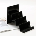 Black 4-tier acrylic display stand for wallets and phones on retail store counters - 14cm 4 Tiers / Black