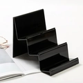 Three-tier black acrylic tiered display stand with glossy finish for wallets and eyewear - 14cm 3 Tiers / Black
