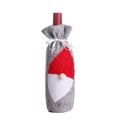 Christmas gnome wine bottle cover with red knit hat and grey felt beard decoration - Gnome Santa / Gray