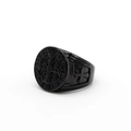 Anello con sigillo San Benedetto in acciaio inossidabile nero retrò da uomo - US 7 / Nero