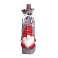 Grey burlap Christmas wine bottle cover featuring a red plaid gnome with white beard - Grey Style 3D Gnome Wine Bottle Cover
