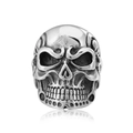 Gotischer Totenkopfring für Herren aus Edelstahl mit kunstvollen floralen Gravurdetails - US 11