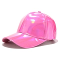 Casquette de baseball laser rose métallique avec fini holographique et 6 panneaux - Réglable / Rose