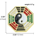 Traditional Yin Yang Bagua enamel pin with golden border, 2.5cm size and 6.7g weight info - Gold Edge 4-Color Bagua-A00100