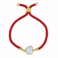 Pulsera de cuerda roja ajustable con colgante de corazón y cierre deslizante dorado - Cordón Rojo Plateado