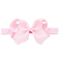 Pink grosgrain ribbon bow headband for babies with high elasticity fiber band - 24-Light Pink