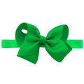 Vibrant green grosgrain ribbon bow headband with high elasticity for baby girls - 38-Grass Green