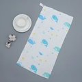 Soft 6-layer cotton baby gauze towel with blue whale and sea animal print patterns - Blue Dolphin