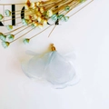 Detail of light blue chiffon flower petal pendant with a golden metal cap for DIY crafts - 2# Blue