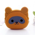 Mini silicone raccoon coin purse with metal clasp and brown animal cartoon design - Raccoon