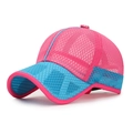 Kids breathable mesh baseball cap in vibrant rose red and sky blue color block - Full Mesh Breathable Style / Rose Red (Rose & Sky Blue Stitching)