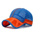 Kids breathable blue and orange mesh baseball cap for summer outdoor sports - Full Mesh Breathable Style / Sky Blue (Blue & Orange Contrast)