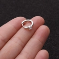 Close-up of small silver cartilage hoop earring with micro-paved sparkling zircon stone - Gemstone Buckle Style (7#)