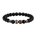 Matte black onyx bracelet with lava rock, hematite, and tiger eye beads on white background - Tiger Eye Brown Style (3)
