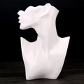 Elegant white resin necklace display bust stand for jewelry presentation on dark wood surface - Large / White