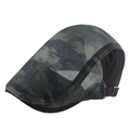 Camouflage mesh flatcap in donkergroen en grijs met verstelbare metalen gesp - Eén Maat(Verstelbaar) / Zwart Camouflage