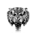 Retro tiger head stainless steel ring with vintage oxidized finish for men - Steel