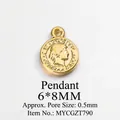 Golden 6x8mm coin pendant charm with embossed portrait for jewelry making DIY - Mini Coin Tag (6*8MM)
